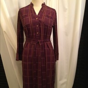 DONNA MORGAN Burgundy Patterned Shirt Dress